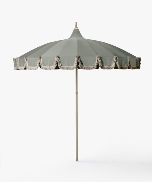 Garden Umbrella with fringe - green-1
