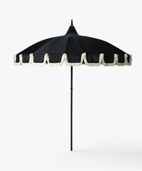 Garden Umbrella with fringe - black-1