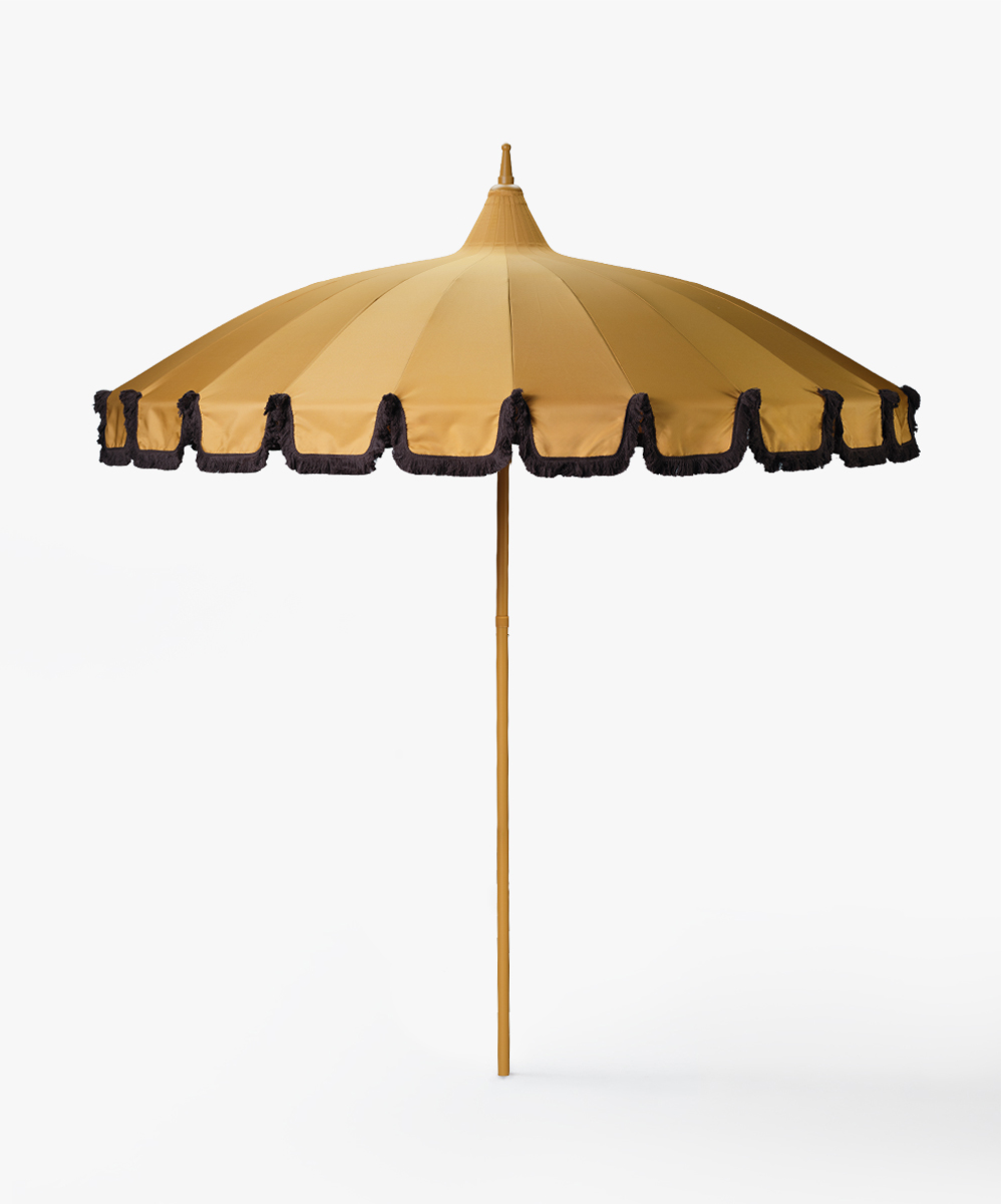 Garden-Umbrella-saffron-yellow-–-with-brown-fringe-1 Garden Umbrella saffron yellow – with brown fringe-1