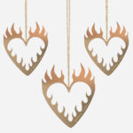 Flaming Heart Ornament Gold 3-p-1