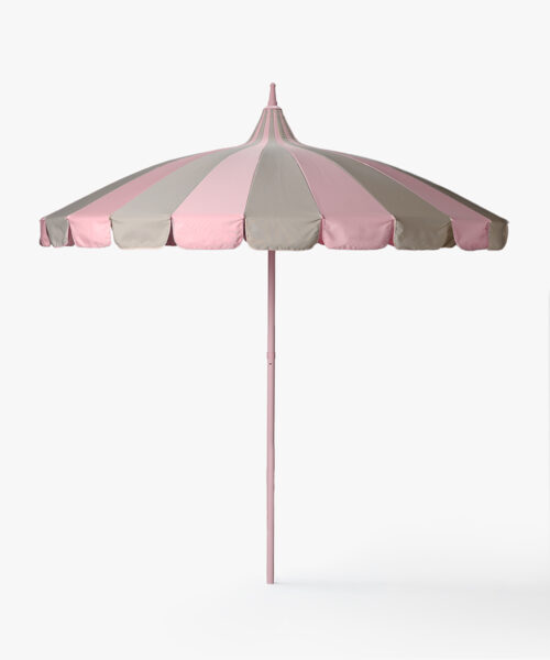 Gestreifter Sonnenschirm Rosa/beige-1