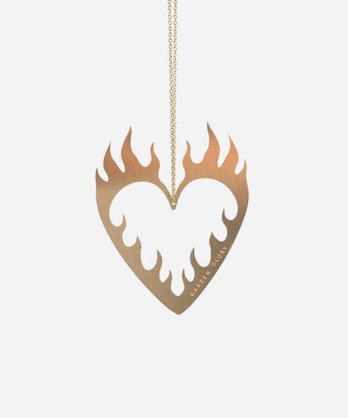 Flaming Heart Ornament Gold-1