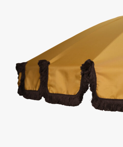 Garden Umbrella saffron yellow – with brown fringe-2