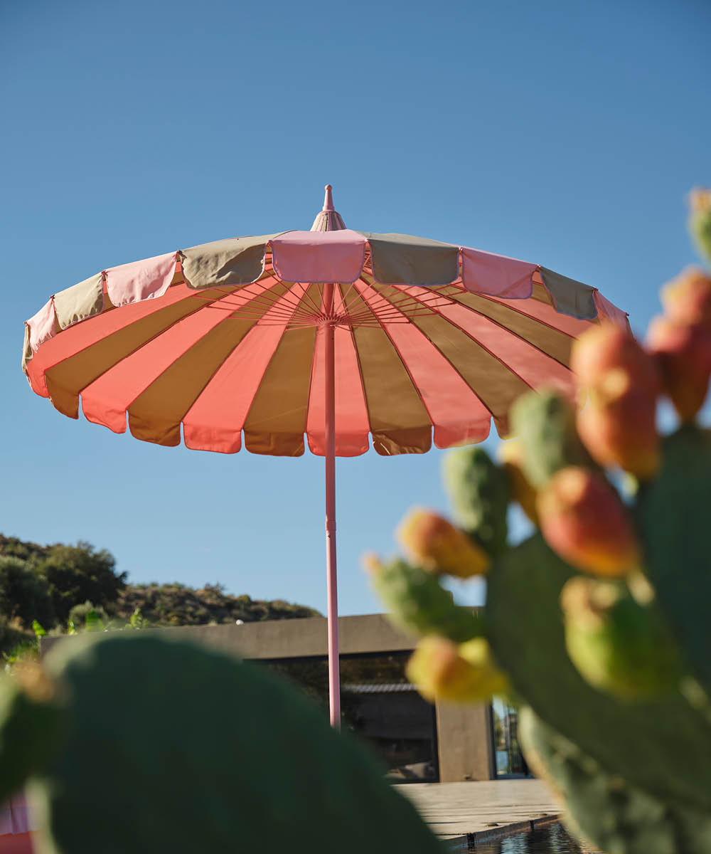 Garden-Umbrella-with-stripes---pink/beige-7 Garden Umbrella with stripes - pink/beige-7