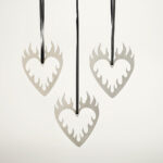 Flaming Heart Ornament Silver 3-p-1