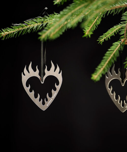 Flaming Heart Ornament Silver-2