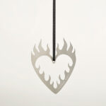 Flaming Heart Ornament Silver-1