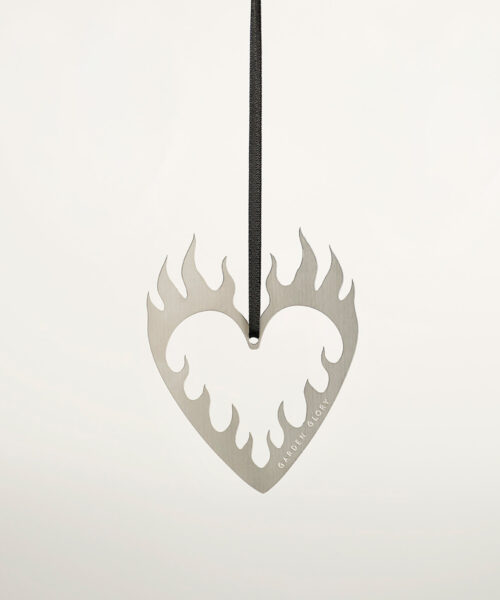 Flaming Heart Ornament Silver-1