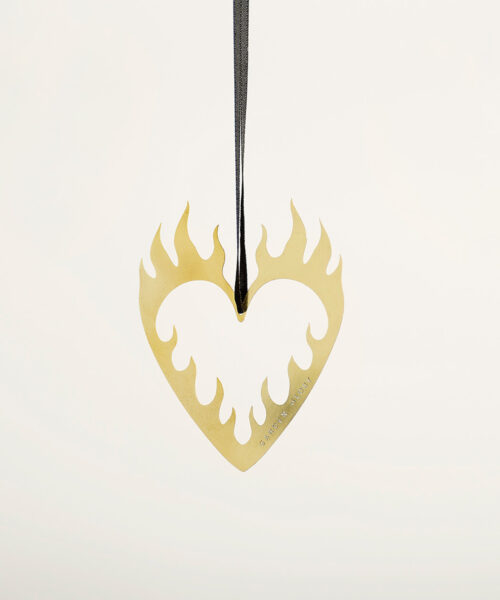 Flaming Heart Ornament Gold-1