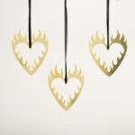 Flaming Heart Ornament Gold 3-p-1