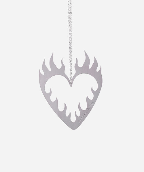Flaming Heart Ornament Silver-1