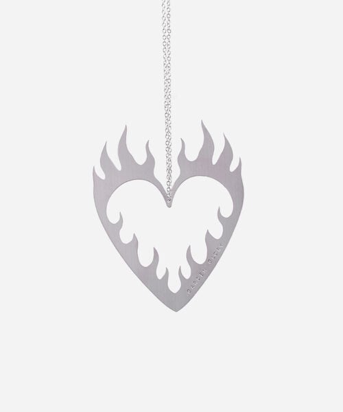 Flaming Heart Ornament Silver-1