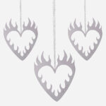 Flaming Heart Ornament Silver 3-p-1