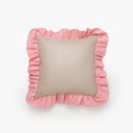 Outdoor Pillow Ruffle Pink/Beige-1