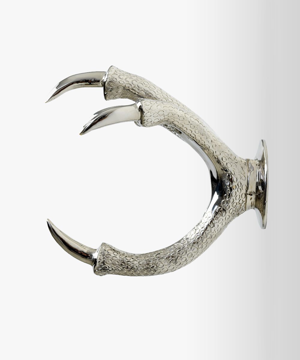 Silver-wallmount-claw, hose holder