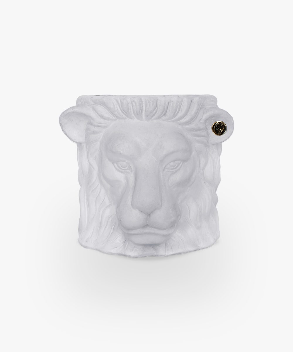lion pot white small