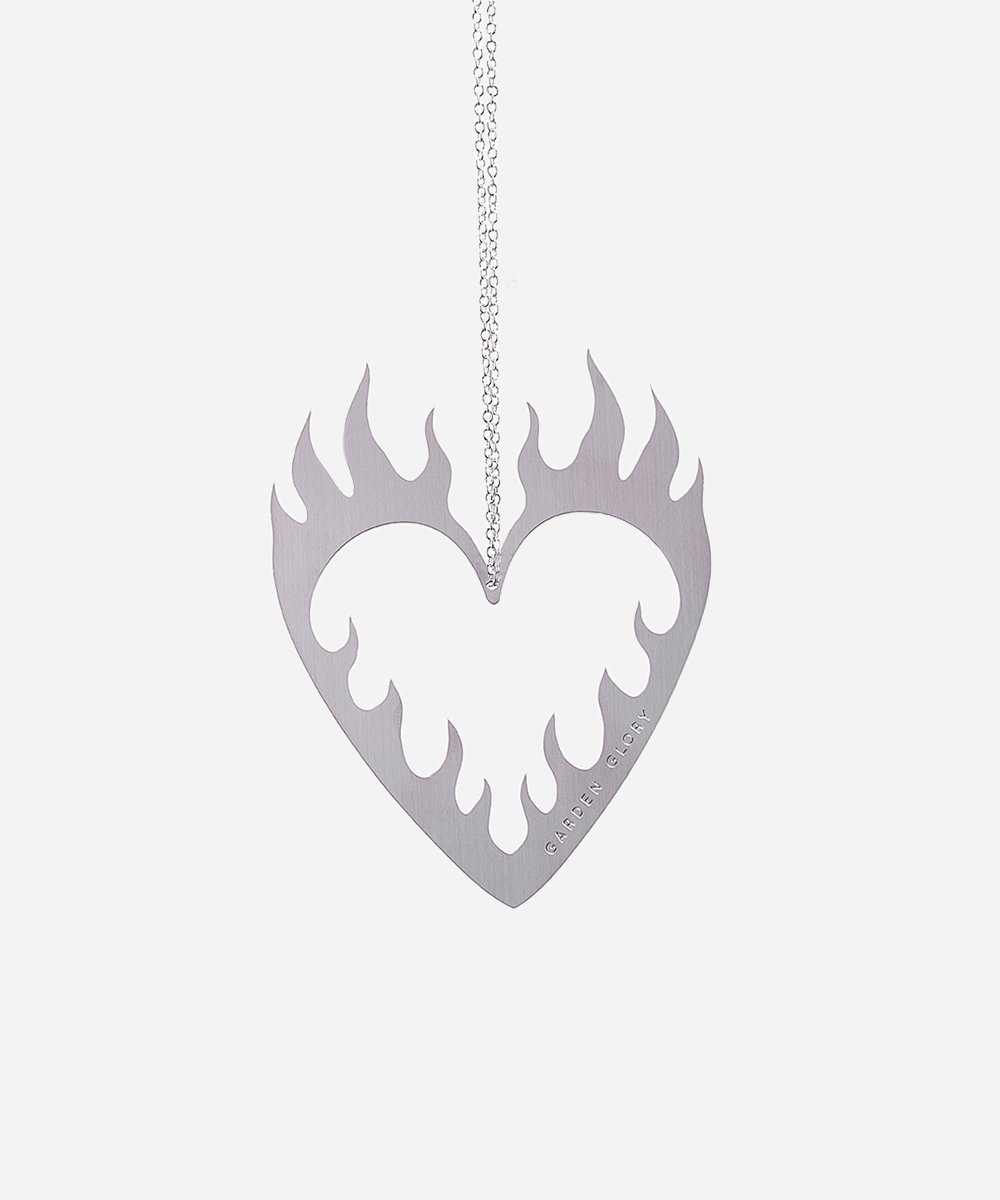 Flaming Heart Ornament Silver-1