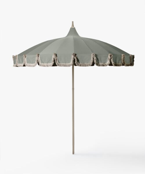 Garden Umbrella green - with fringe-1