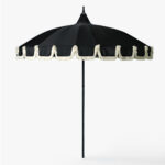 Garden Umbrella with fringe - black-1